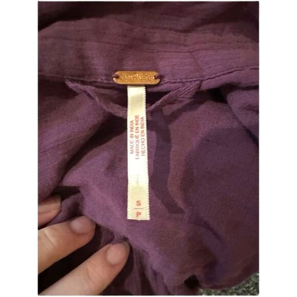 Free People Plum Button Down Oversized Dress Size Small Boho Cotton - Picture 5 of 6